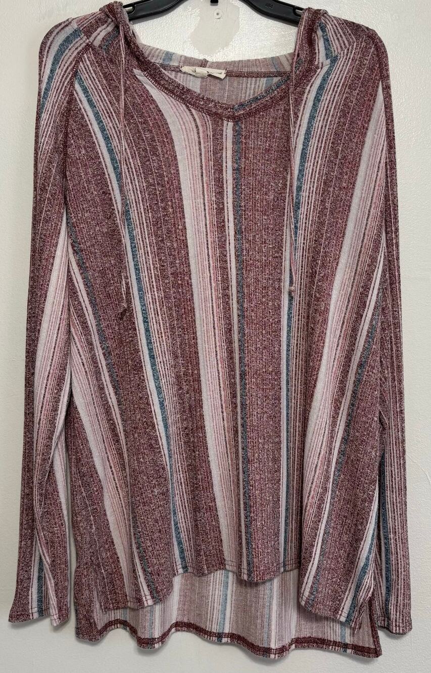 Above & Beyond Hooded Striped High Low Top Women's 3X